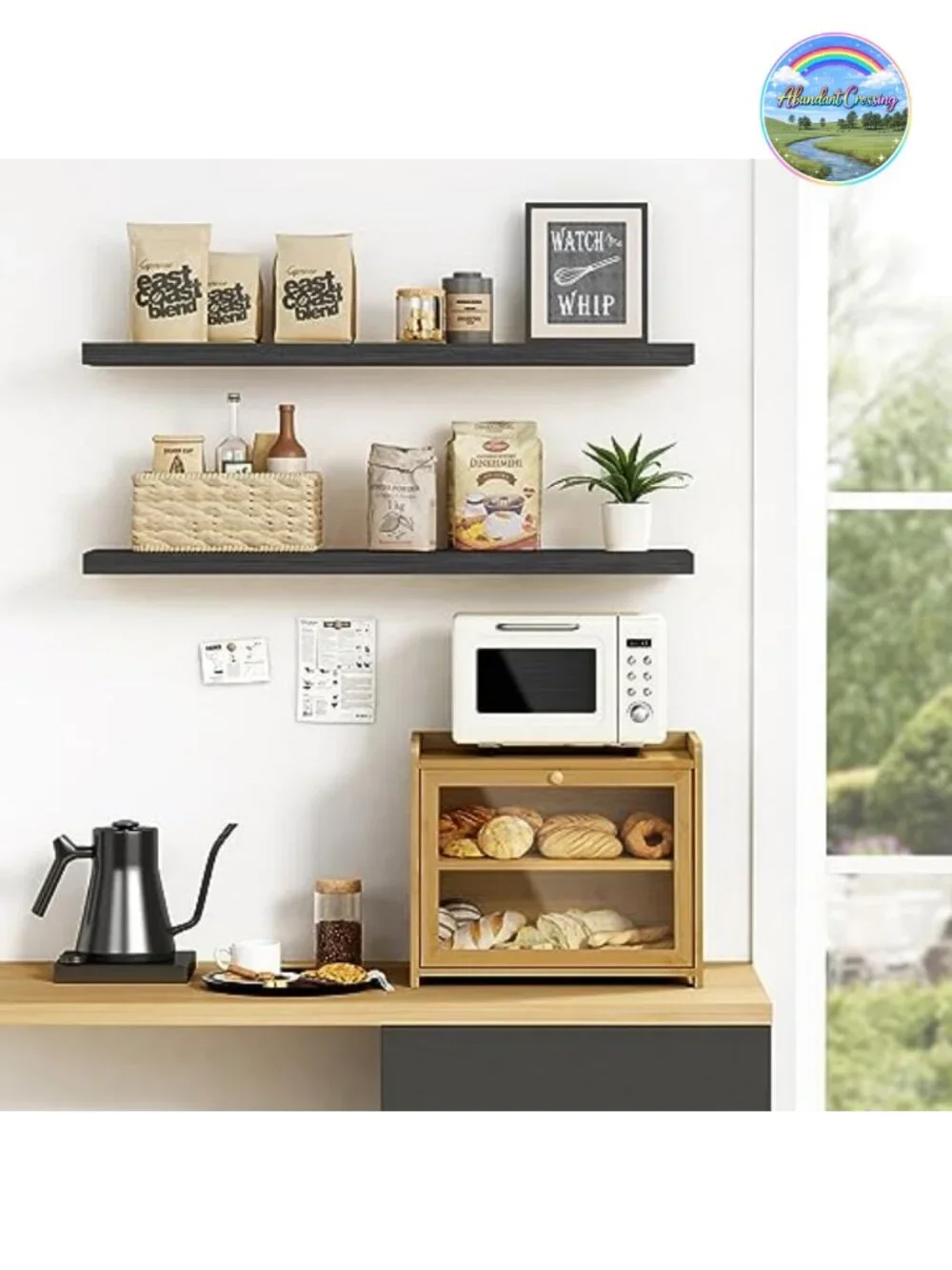 Bamboo Bread Box for Kitchen Countertop, Wooden Storage with Clear Acrylic Door